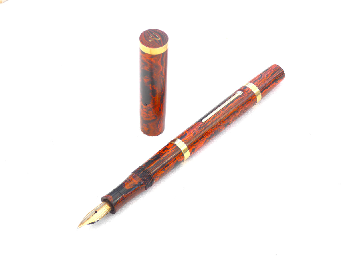 Mabie Todd Swan SF130 in Red Mottled Hard Rubber. c.1925