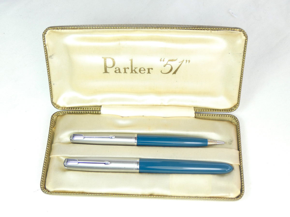 Parker 51 Classic set in Teal. Near mint. 1956 – Collectablepens