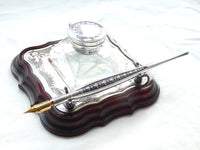 Sterling Silver Inkstand and Dip Pen