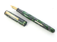 Burnham Fountain Pen/Pencil Set in Marbled Green