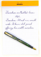 Burnham Fountain Pen/Pencil Set in Marbled Green